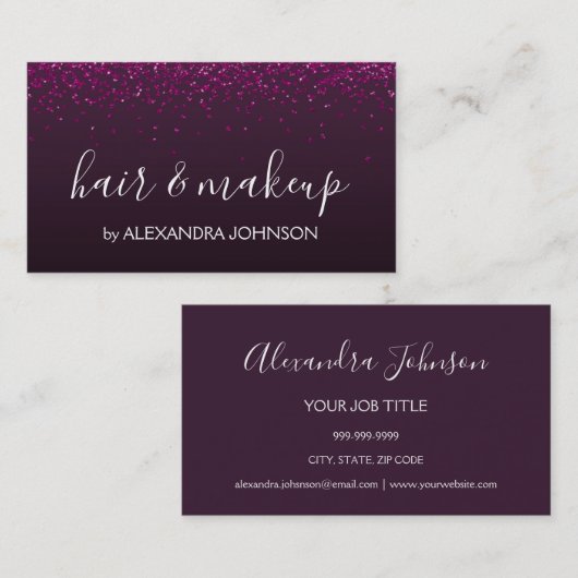 ブルゴーニュとパープルハート紙吹雪サロン 名刺 (正面/裏面)