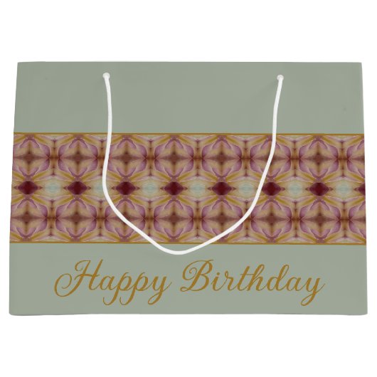 ブルゴーニュとピンクとティール（緑がかった色） ラージペーパーバッグ (正面)