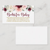 ブルゴーニュとピンクのフローラがブックカードを持ってくる エンクロージャーカード (正面/裏面)