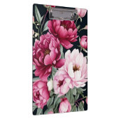 ブルゴーニュとピンクのフローラオンブラック クリップボード (右)