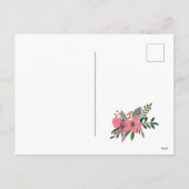 ブルゴーニュとピンクのフローラ私たちの初めてのクリスマス写真 シーズンポストカード (裏面)