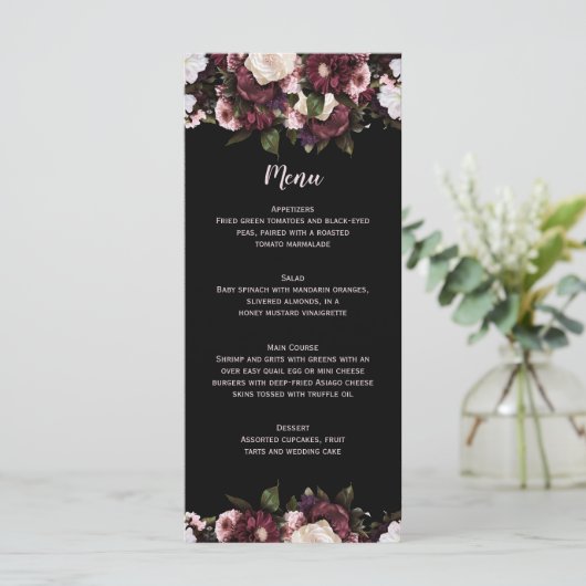 ブルゴーニュとピンクのフローラ結婚ブーケのメニュー メニュー (スタンド正面)