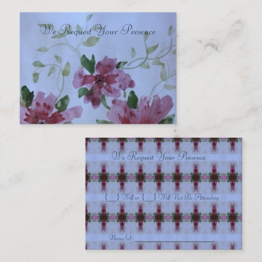 ブルゴーニュとピンクのフローラ ノートカード (正面/裏面)