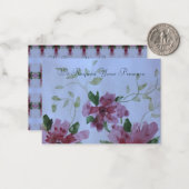 ブルゴーニュとピンクのフローラ ノートカード (正面/裏面インサイチュ)