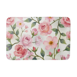 ブルゴーニュとピンクのフローラ バスマット