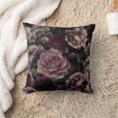 ブルゴーニュとピンクのヴィンテージのバラ クッション (ブランケット)