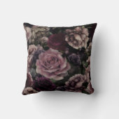ブルゴーニュとピンクのヴィンテージのバラ クッション (裏面)