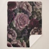 ブルゴーニュとピンクのヴィンテージのバラ シェルパブランケット (正面)