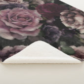 ブルゴーニュとピンクのヴィンテージのバラ シェルパブランケット (3/4)