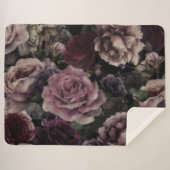 ブルゴーニュとピンクのヴィンテージのバラ シェルパブランケット (正面(横))