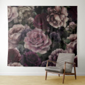 ブルゴーニュとピンクのヴィンテージのバラ タペストリー (インサイチュ(横))
