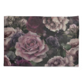 ブルゴーニュとピンクのヴィンテージのバラ 枕カバー (裏面)