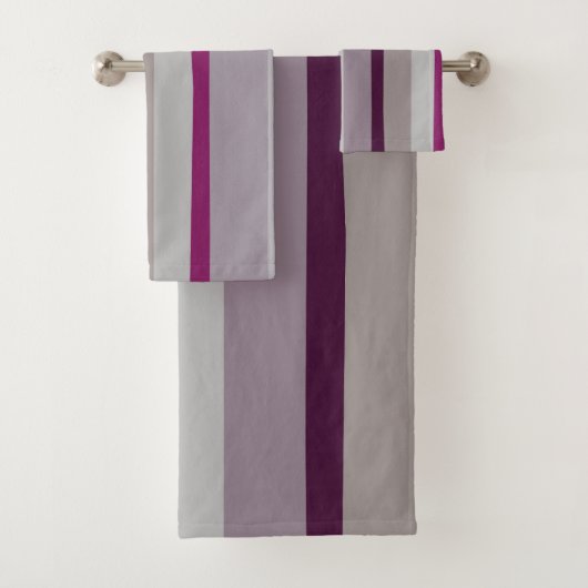 ブルゴーニュとピンクの抽象芸術ストライプ バスタオルセット (インサイチュ)