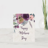 ブルゴーニュとピンクの水彩フローラ母の日 カード (正面)