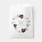 ブルゴーニュとピンクの水彩フローラ60誕生日 フェイバーバッグ (正面)