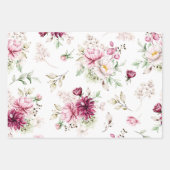 ブルゴーニュとピンクの牡丹 ラッピングペーパーシート (正面3)