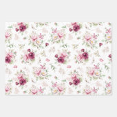 ブルゴーニュとピンクの牡丹 ラッピングペーパーシート (正面)
