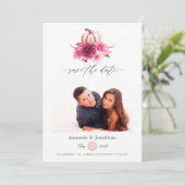 ブルゴーニュとピンクの秋の秋写真結婚の数 セーブザデート (スタンド正面)