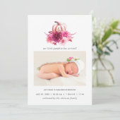 ブルゴーニュとピンクの秋の秋誕生のお知らせ 案内状 (スタンド正面)