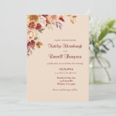 ブルゴーニュとピンクの秋フローラ結婚式招待状 招待状 (スタンド正面)