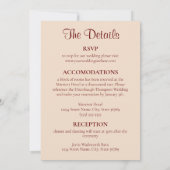 ブルゴーニュとピンクの秋フローラ結婚式招待状 招待状 (裏面)