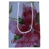 ブルゴーニュとピンクの花柄 ミディアムペーパーバッグ (裏面)