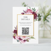 ブルゴーニュとピンクエレガントフローラ結婚ズ エンクロージャーカード (スタンド正面)