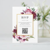 ブルゴーニュとピンクエレガントフローラ結婚ズ 出欠カード (スタンド正面)