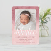 ブルゴーニュとピンクグラデーションの水彩誕生 案内状 (スタンド正面)