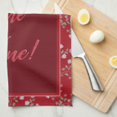 ブルゴーニュとピンク キッチンタオル (四つ折り)