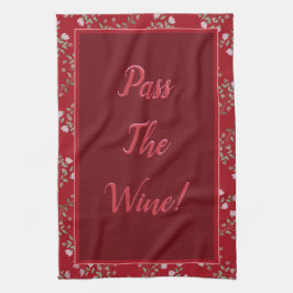 ブルゴーニュとピンク キッチンタオル