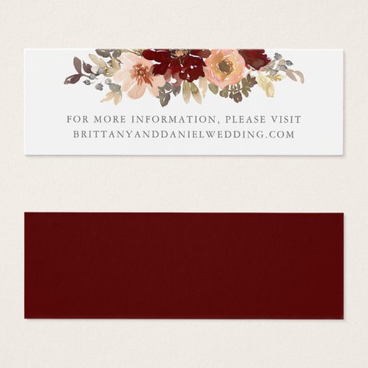 ブルゴーニュとピーチのフローラ結婚のWebサイトの挿入 (正面&裏面)