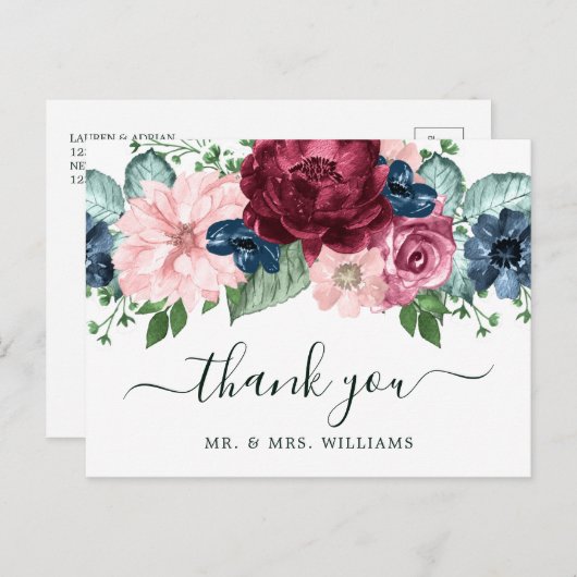 ブルゴーニュとピーチウォーターのカラーフローラ 案内ポストカード (正面/裏面)