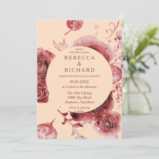 ブルゴーニュとピーチ結婚の素晴らしい 招待状 (スタンド正面)