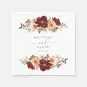ブルゴーニュとピーチ結婚フローラ スタンダードカクテルナプキン (正面)