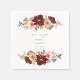 ブルゴーニュとピーチ結婚フローラ スタンダードカクテルナプキン