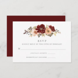 ブルゴーニュとピーチ結婚フローラ 出欠カード