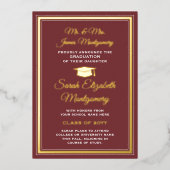 ブルゴーニュとフォイルの写真卒業発表 箔招待状 (正面)