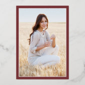 ブルゴーニュとフォイルの写真卒業発表 箔招待状 (裏面)