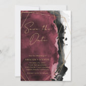 ブルゴーニュとブラックウォーターのカラー日付を保存 招待状 (正面)