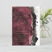 ブルゴーニュとブラックウォーターのカラー日付を保存 招待状 (スタンド正面)