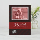 ブルゴーニュとブラックストライプのゲイ結婚ズ 招待状 (スタンド正面)