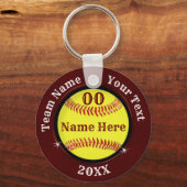 ブルゴーニュとブラックソフトボパーソナライズされたールのキーホルダー キーホルダー (正面)