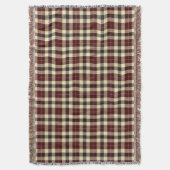 ブルゴーニュとブラックタータンチェックの格子縞 スローブランケット (正面縦)