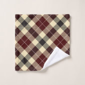 ブルゴーニュとブラックタータンチェックの格子縞 バスタオルセット (ウォッシュタオル)