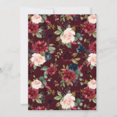 ブルゴーニュとブルーのフローラフレーム秋ブライダルシャワー 招待状 (裏面)