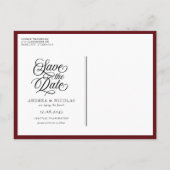 ブルゴーニュとブルーのフローラリース日付を保存 案内ポストカード (裏面)