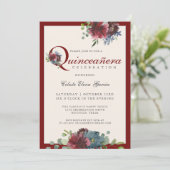 ブルゴーニュとブルーウォーターのカラーフローラキンセアニェラ 招待状 (スタンド正面)