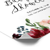 ブルゴーニュとブルーフローラガーランド赤ちゃんシャワー ポスター (角)