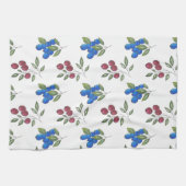 ブルゴーニュとブルーベリーパターン キッチンタオル (横)